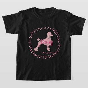 Op maat gemaakte pastelroze poedel silhouet T-shir T-shirt