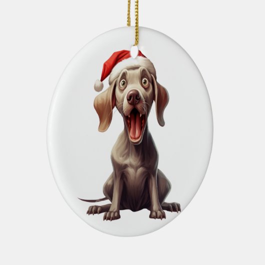 Op maat gemaakte pret Weimaraner hond Keramisch Ornament (Rechts)