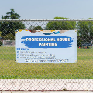 Op maat gemaakte professionele huis schilderen hek spandoek