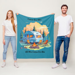 Op maat gemaakte recreatievoertuig kampeer kampvuu fleece deken