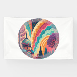 Op maat gemaakte Regenboog Fantasy Koepel Banner