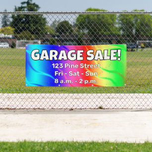 Op maat gemaakte Regenboog GARAGE SALE!-banner Spandoek