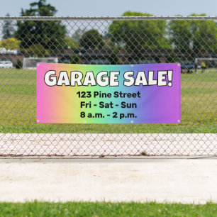 Op maat gemaakte Regenboog GARAGE SALE!-banner Spandoek