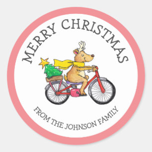Op maat gemaakte rendier Kerstmis Ronde Sticker