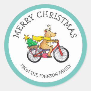 Op maat gemaakte rendier Kerstmis Ronde Sticker