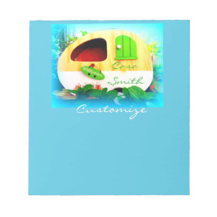 Op maat gemaakte Retro Vintage camper blauw Notitieblok