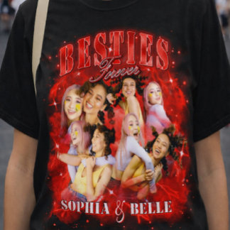 Op maat gemaakte rode retro bootleg beste-vrienden t-shirt