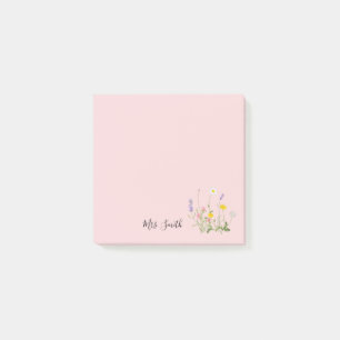 Op maat gemaakte roze bloemige monogram post-it® notes
