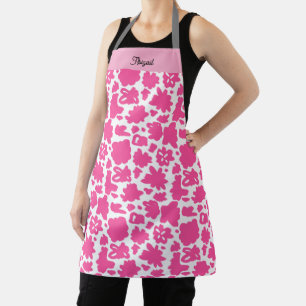 Op maat gemaakte roze bloempatroon overall schort