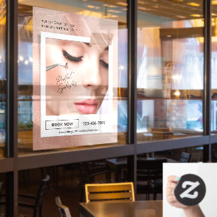 Op maat gemaakte Roze Elegante Esthetische Wimper Raamsticker