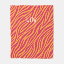 op maat gemaakte roze en oranje zebra gestreepte d