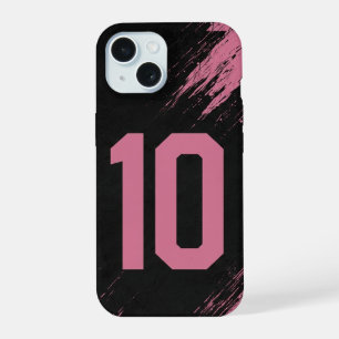 Op maat gemaakte roze en zwarte telefoonhoes met n iPhone 15 hoesje