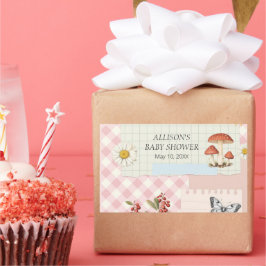 Op maat gemaakte roze geruite sticker met bloemend