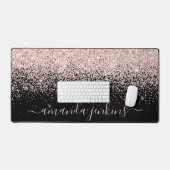 Op maat gemaakte roze gouden glittereffect bureaumat (Keyboard & Muis)