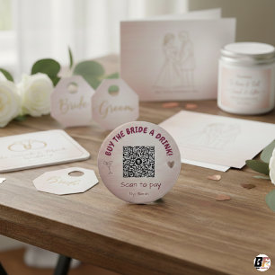 Op maat gemaakte roze gouden QR-code "Koop de brui Ronde Button 6,0 Cm