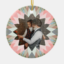 Op maat gemaakte roze grijze kerstster familie fot