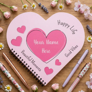 Op Maat Gemaakte Roze Hart Notitieboek & Schetsboe
