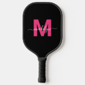 Op maat gemaakte roze moderne script naam monogram pickleball paddle (Achterkant)