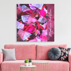 Op maat gemaakte Roze Paars Rood Abstract 3D Effec Canvas Afdruk