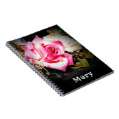 Op maat gemaakte roze roos notitieboek (Rechterzijde)