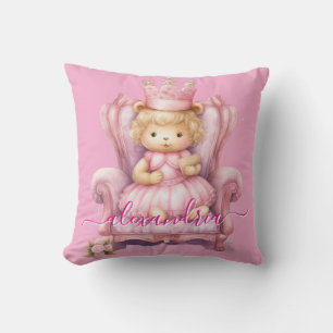 Op maat gemaakte roze teddybeer kussen met naam
