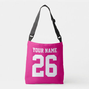 Op maat gemaakte roze trui nummer schoudertas crossbody tas