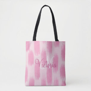 Op maat gemaakte roze waterverf abstract moderne t draagtas