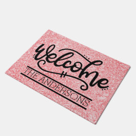 Op maat gemaakte roze welkomroos deurmat