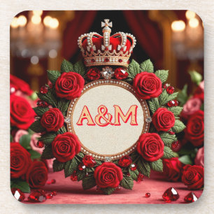 👑 Op maat gemaakte rozen kroon monogram naam cade Bier Onderzetter