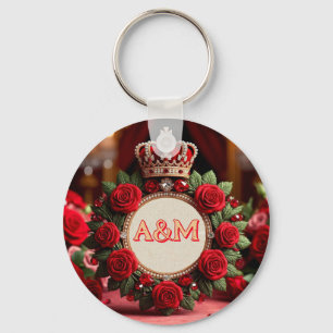 👑 Op maat gemaakte rozen kroon monogram naam cade Sleutelhanger
