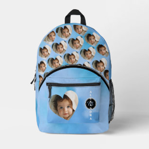 Op maat gemaakte rugzak met babyfoto en monogram