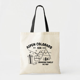 Op maat gemaakte skitrip familie vrienden groep ma tote bag