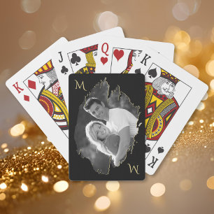 Op maat gemaakte stijlvolle unieke foto gouden mon pokerkaarten