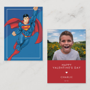 Op maat gemaakte stripstijl Superman fotovalentijn Notitiekaartje