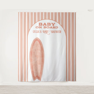 Op maat gemaakte surfplank baby shower fotowand ba wandkleed