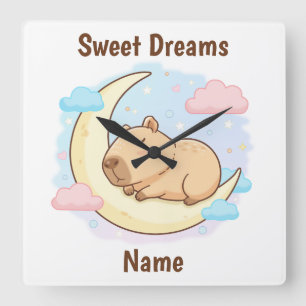 Op maat gemaakte Sweet Dreams Capybara Wandklok Vierkante Klok