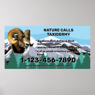 Op maat gemaakte taxidermiewinkel zakelijke promot poster