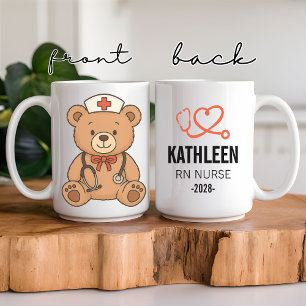 Op maat gemaakte teddybeer cadeau voor verpleegste koffiemok