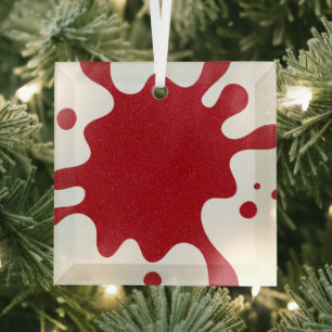 Op maat gemaakte tomaatrode spat ornament – Witte 