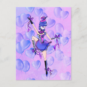 Op maat gemaakte Trixie de Clown - blauwe Ballonne Briefkaart