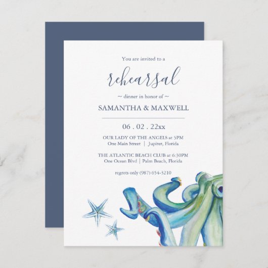 Op maat gemaakte uitnodigingen voor het oefendiner (Voorkant / Achterkant)