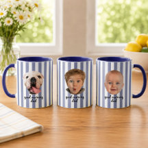 Op maat gemaakte Vaderdag 3 foto babygezicht blauw