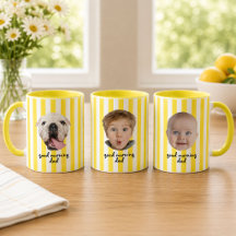 Op maat gemaakte Vaderdag 3 foto babygezicht geel