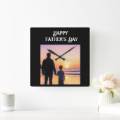 Op maat gemaakte Vaderdag Zonsondergang Silhouet H Vierkante Klok (Huis)