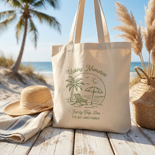 Op maat gemaakte vakantie gezinsreis minimalistisc tote bag