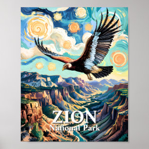 Op maat gemaakte Van Gogh Zion Canyon Vogel Califo Poster