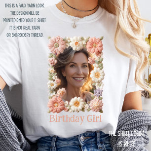 Op maat gemaakte verjaardagsbloemenframe gepersona t-shirt