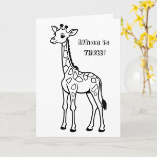 Op maat gemaakte verjaardagskaart giraffe - KLEUR Kaart
