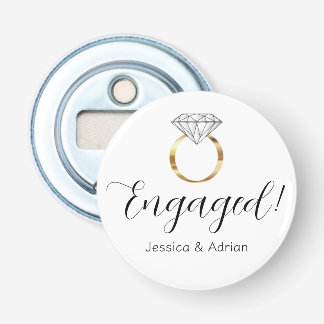 Op maat gemaakte verloofde witte diamanten ring ve button flesopener