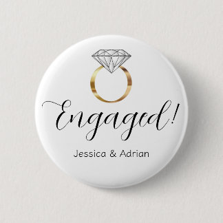 Op maat gemaakte Verloving met Witte Diamanten Rin Ronde Button 5,7 Cm